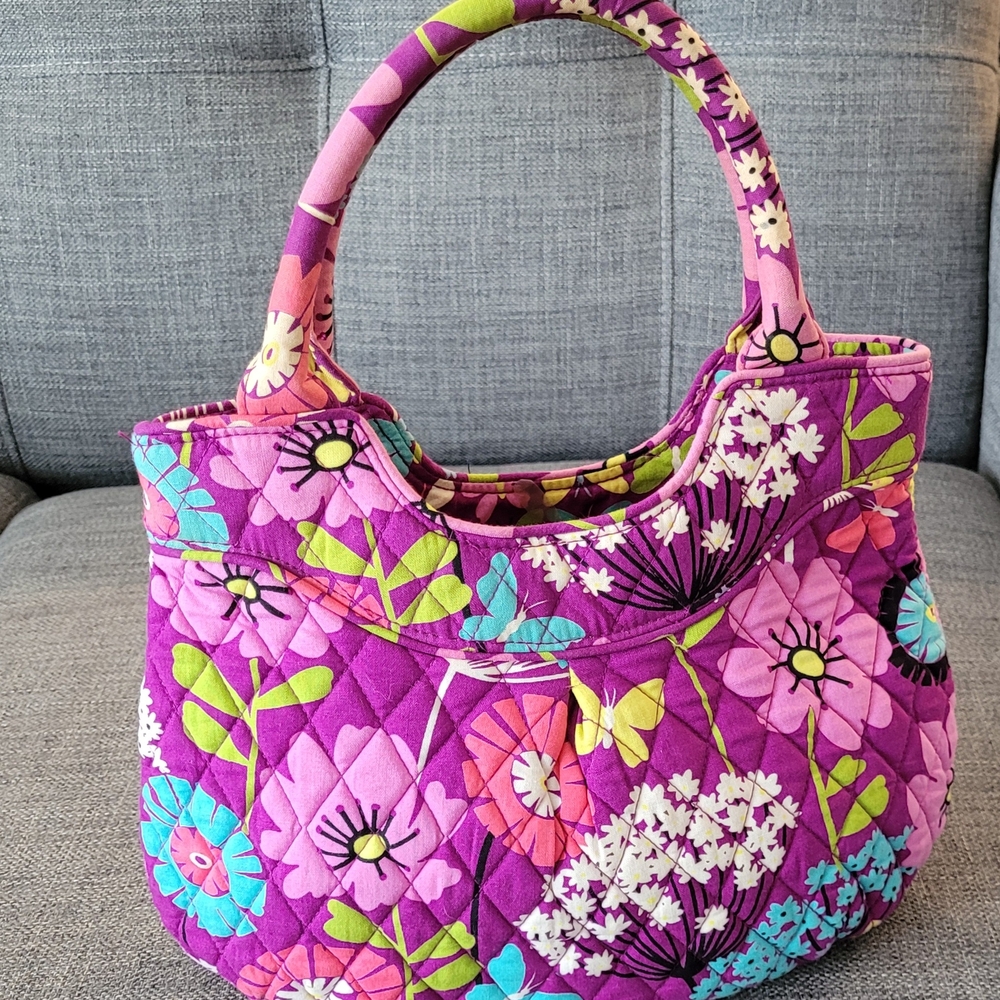 Vera Bradley Floral Purple Quilted Small Tote Bag - Picture 3 of 7